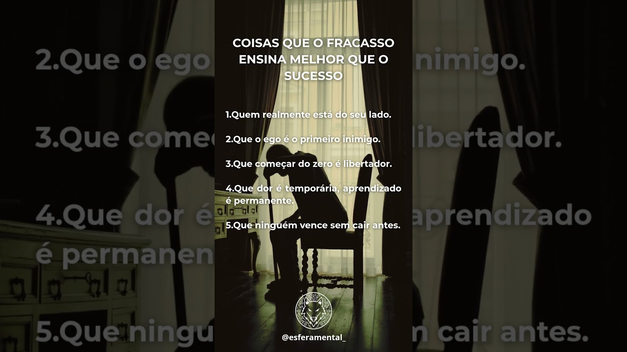COISAS QUE O FRACASSO ENSINA MELHOR QUE O SUCESSO #for&ccedil;amental #mentalidadedeguerra #autodom&iacute;nio