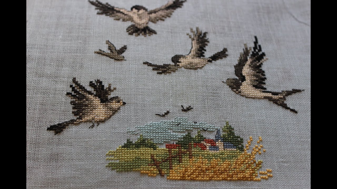 Вышивка крестом - готовые работы для прикладного оформления / в багет.