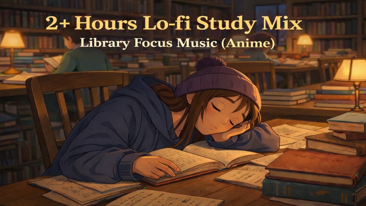 3+ Hours Lo-fi Study Mix for Homework, Library Focus Music (Anime)