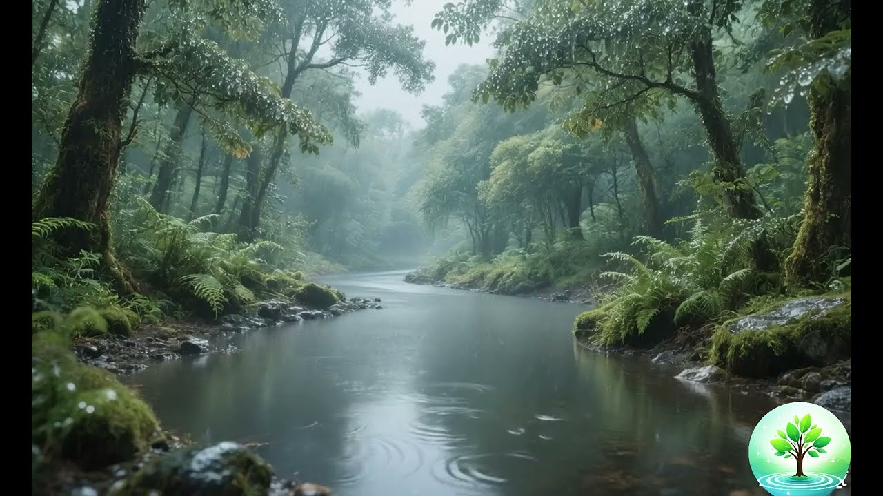 Relaxing Rain in Forest Over Water | Calming Nature Sounds for Stress Relief & Sleep