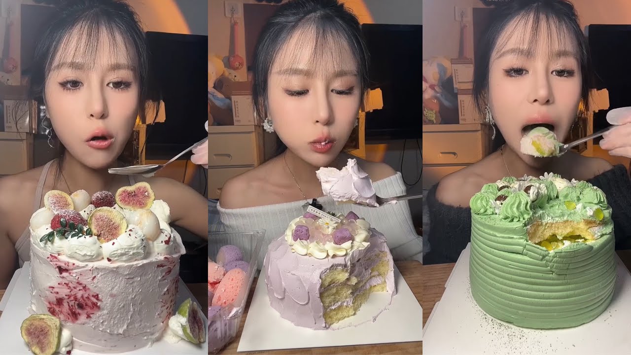 ASMR MUKBANG – MUKBANG SOUND – FRESH FRUIT WHOLE CREAMY CAKE