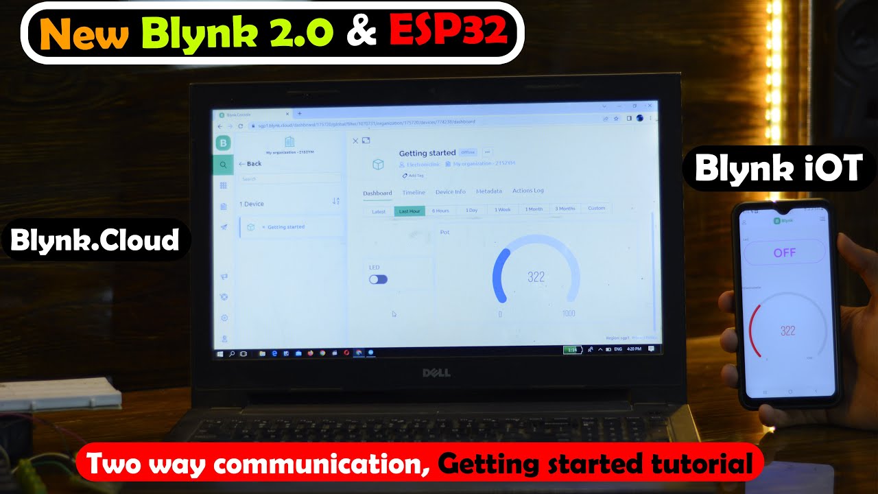 Blynk 2.0 Getting Started Tutorial, New Blynk App V2.0 with ESP32, Blynk.cloud setup