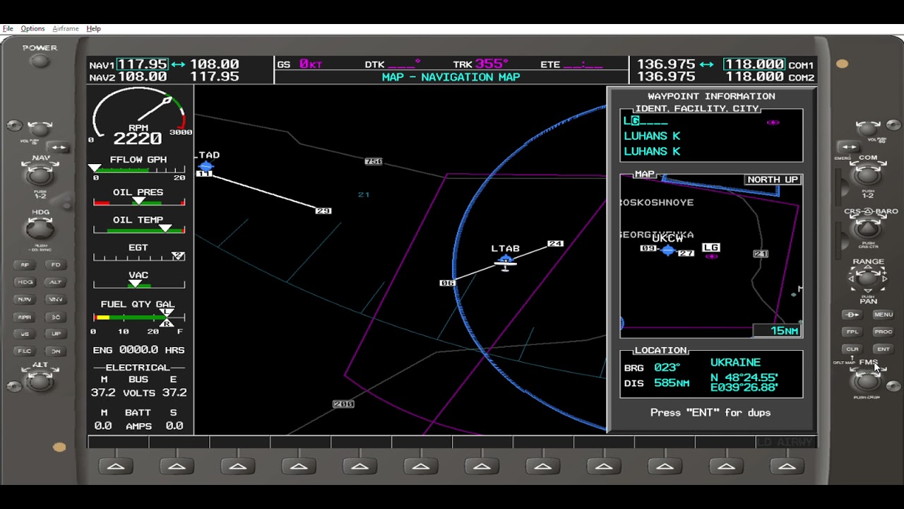 G1000 | GARMIN 1000 | MFD | Waypoint(Uçak Base i) değiştirme  