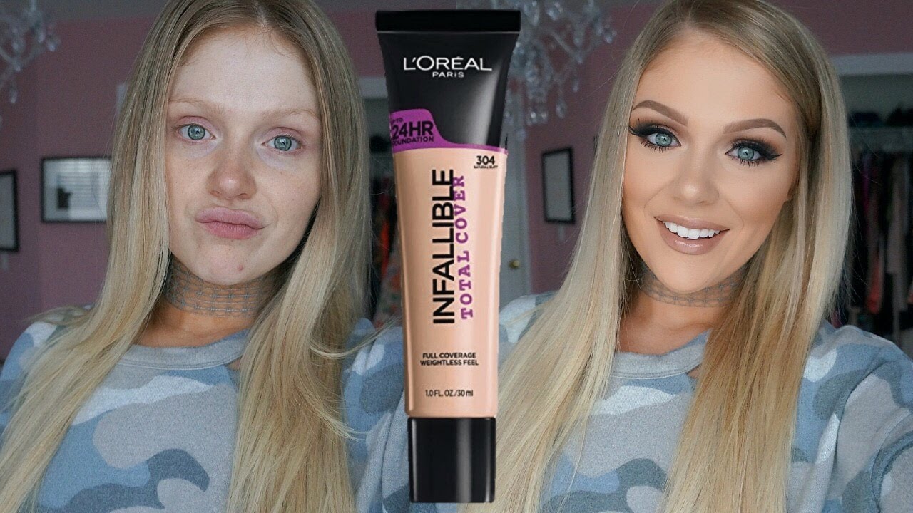 NEW L'OREAL INFALLIBLE TOTAL COVER FOUNDATION FIRST IMPRESSIONS REVIEW + DEMO