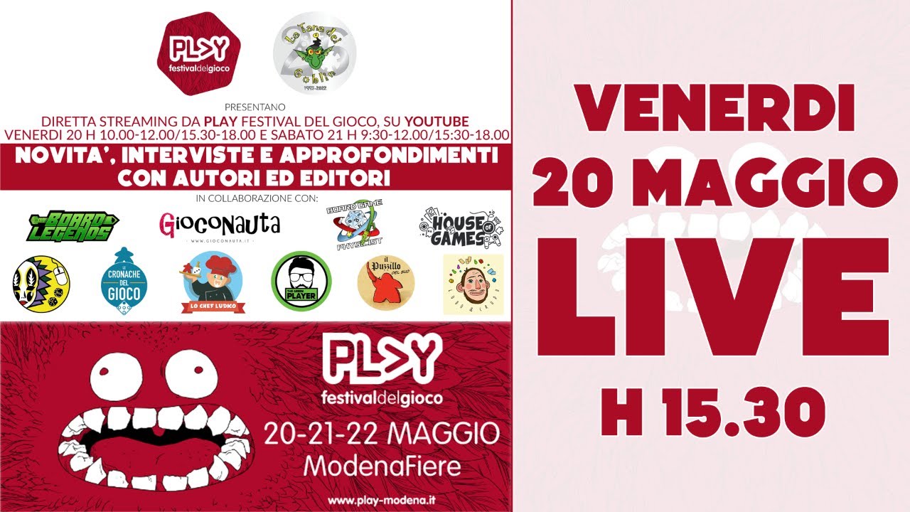 Diretta #2 Play 2022: Asmodee, manCalamaro, Playagame Edizioni, dV Giochi, Ghenos Games