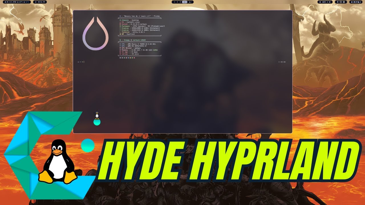 HyDe &mdash; первый взгляд | Скрипт установки Hyprland + точки! | Cachy OS Linux