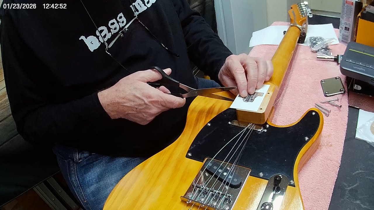 Tele Kit Build - Leo Jaymz-   Part 8 Neck Shim, Saddle height adjust, and nut slot filing