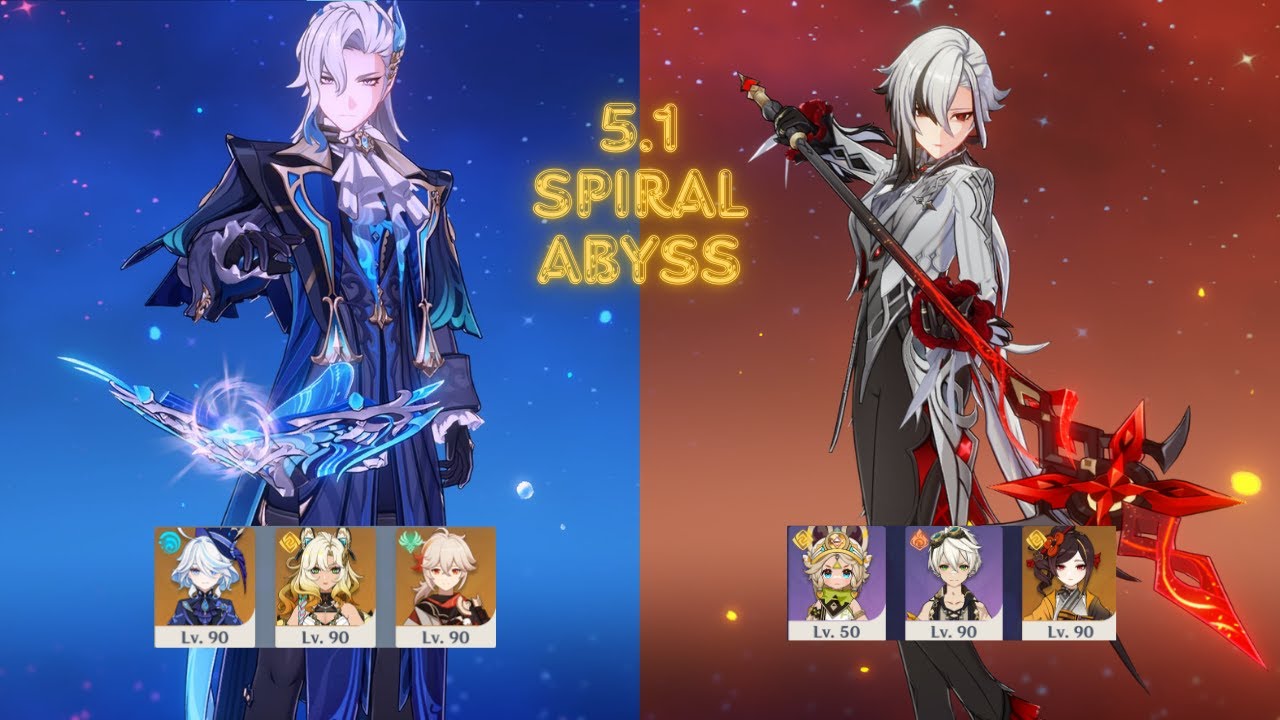 Genshin Impact 5.1 Spiral Abyss - C1R1 Neuvillette Hypercarry and C2R1 Arlecchino hot rock