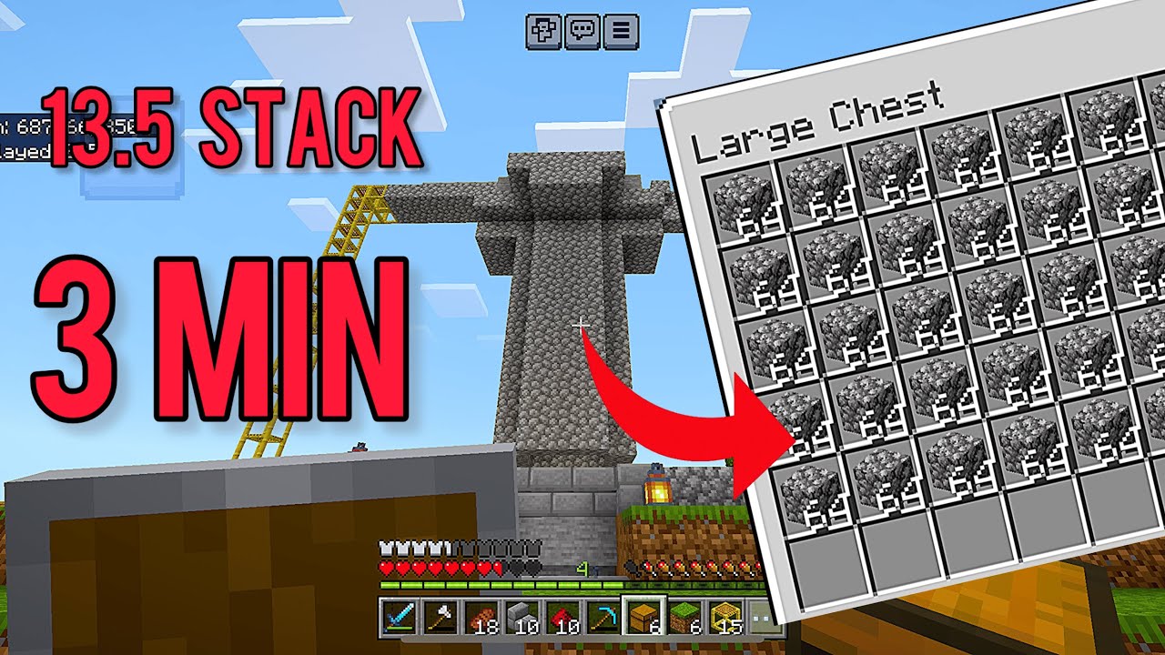 I made ULTIMATE cobblestone FARM in my SURVIVAL world.|Pocket edition|. |हिंदी| |In MOBILE|.