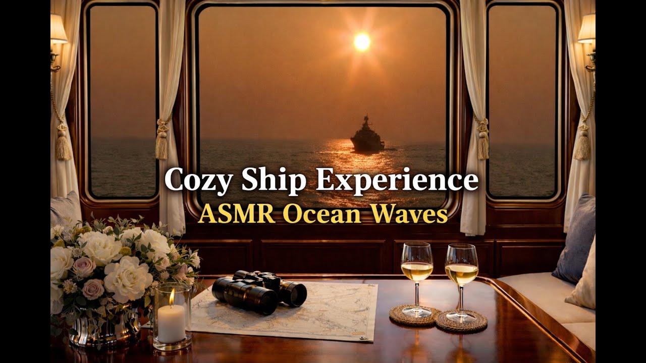 Cozy🕯️ Old Ship at Real Sunset  🌅 Gentle Ocean Waves ASMR⚓ | Relaxing, Sleep & Calm
