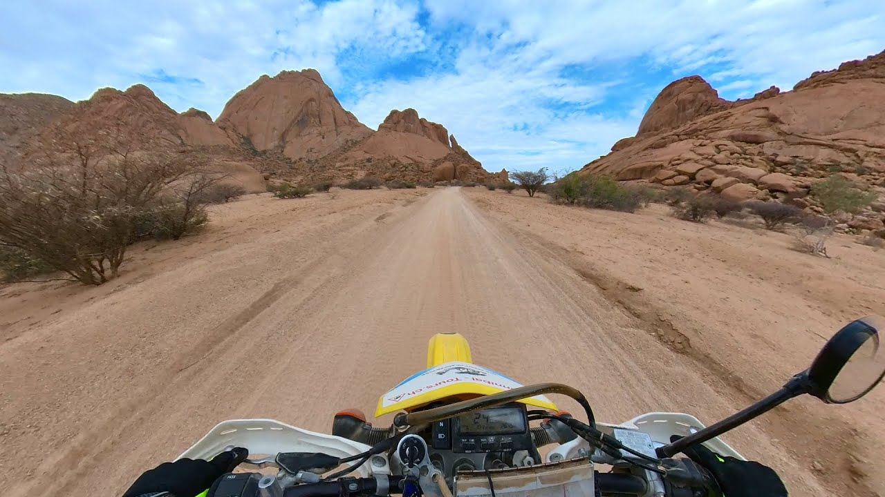 Namibia - Spitzkoppe campsites - slow tourist ride on DRZ 400
