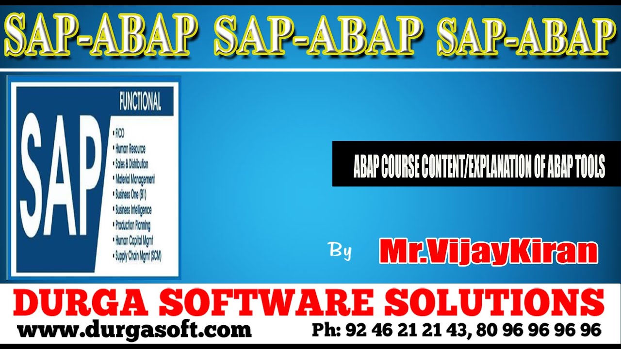 SAP - ABAP  || Course Content Explanations of ABAP tools