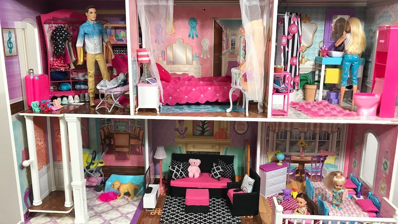 Barbie Family Morning Routine! Haley, Ally, Lily! BIG House!