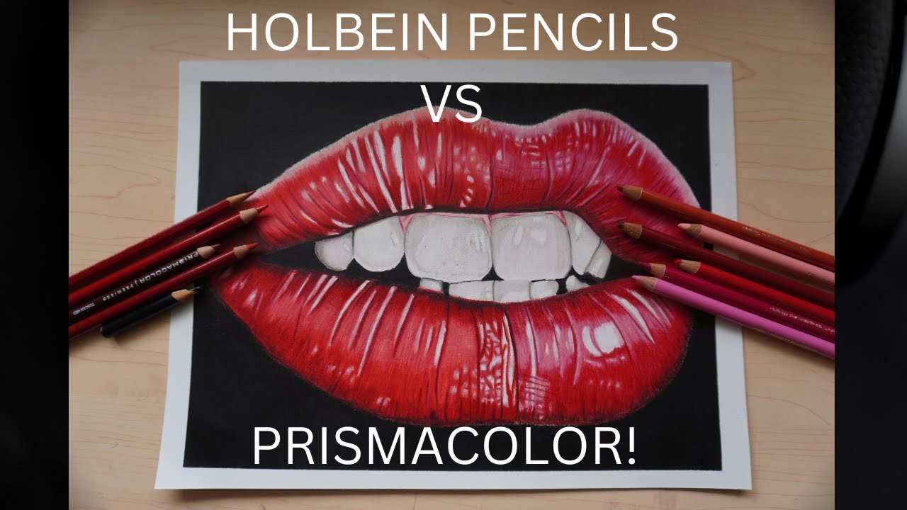 Holbein Coloured Pencils vs Prismacolor Pencils! Time lapse Lip Drawing!