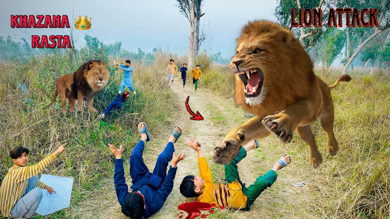 Khzana dhondne jungle main gay or lion hum par attack kar dia😥.#lionattack #khzana #zakhmi