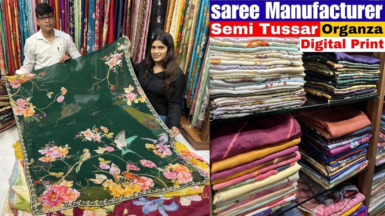 Organza/ Semi Tussar/ Chinon/ Digital Print Sarees Manufacturer & Wholesaler in Kolkata | Indiloom