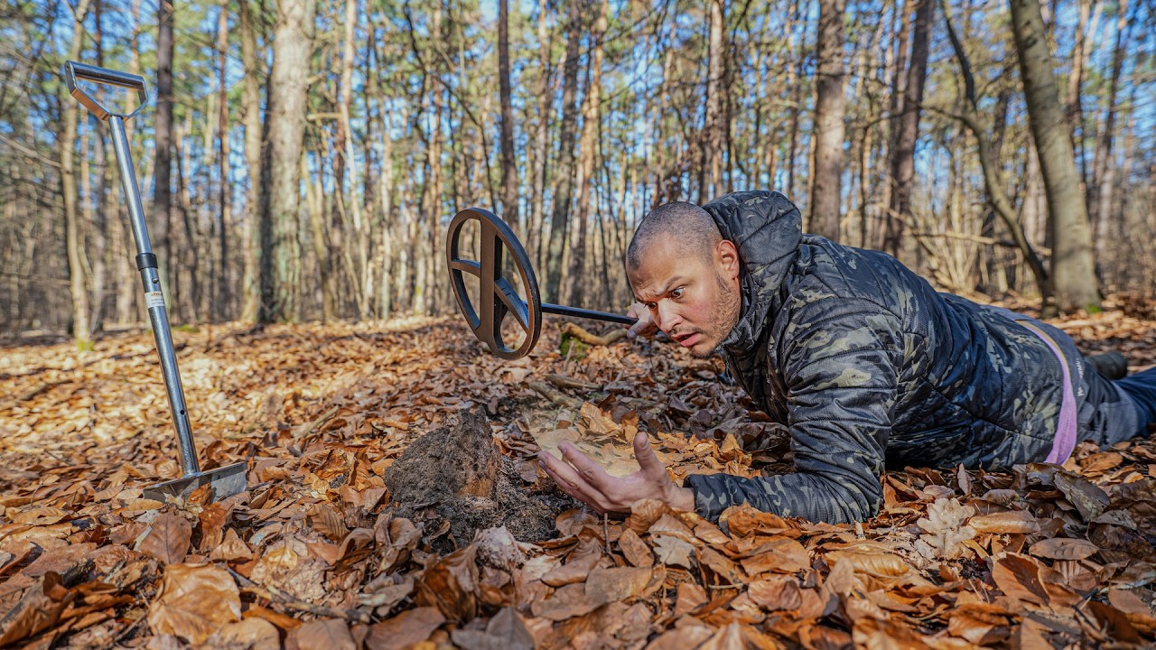 Ich suche verlorene Schätze im Wald