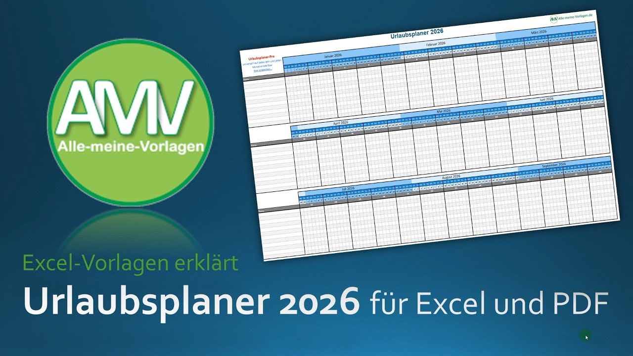 Urlaubsplaner 2026 als Excel Vorlage und als PDF - So planst du deinen Urlaub 2026