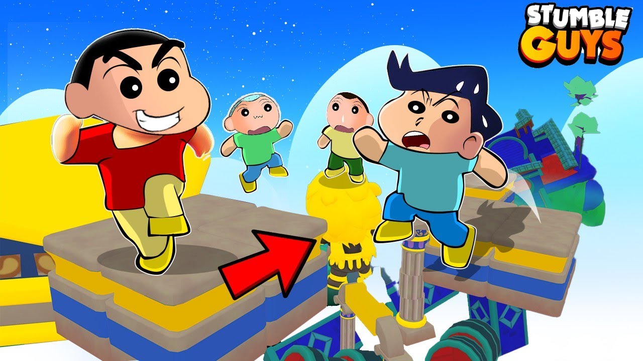 Shinchan Vs His Friends In Stumble Guys Race Maps Battle 😱🔥 | Shinchan Stumble Guys | Funny Game 😂