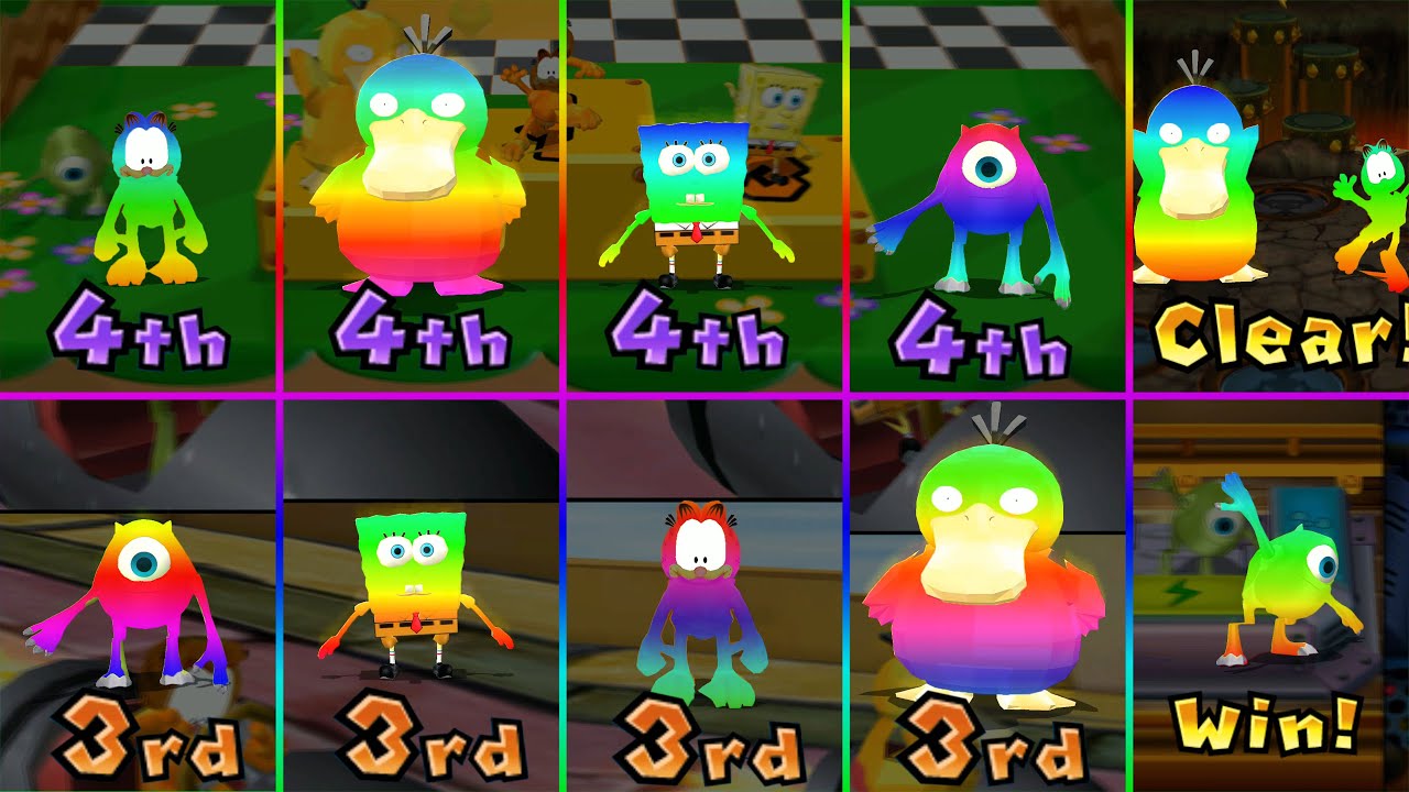 Mario Party 9 - Garfield vs Psyduck vs Mike Wazowski vs Spongebob #MarioGame