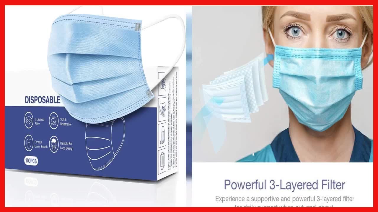 CandyCare Mascarillas desechables, paquete de 100 unidades, dise&ntilde;o de 3 capas de part&iacute;culas