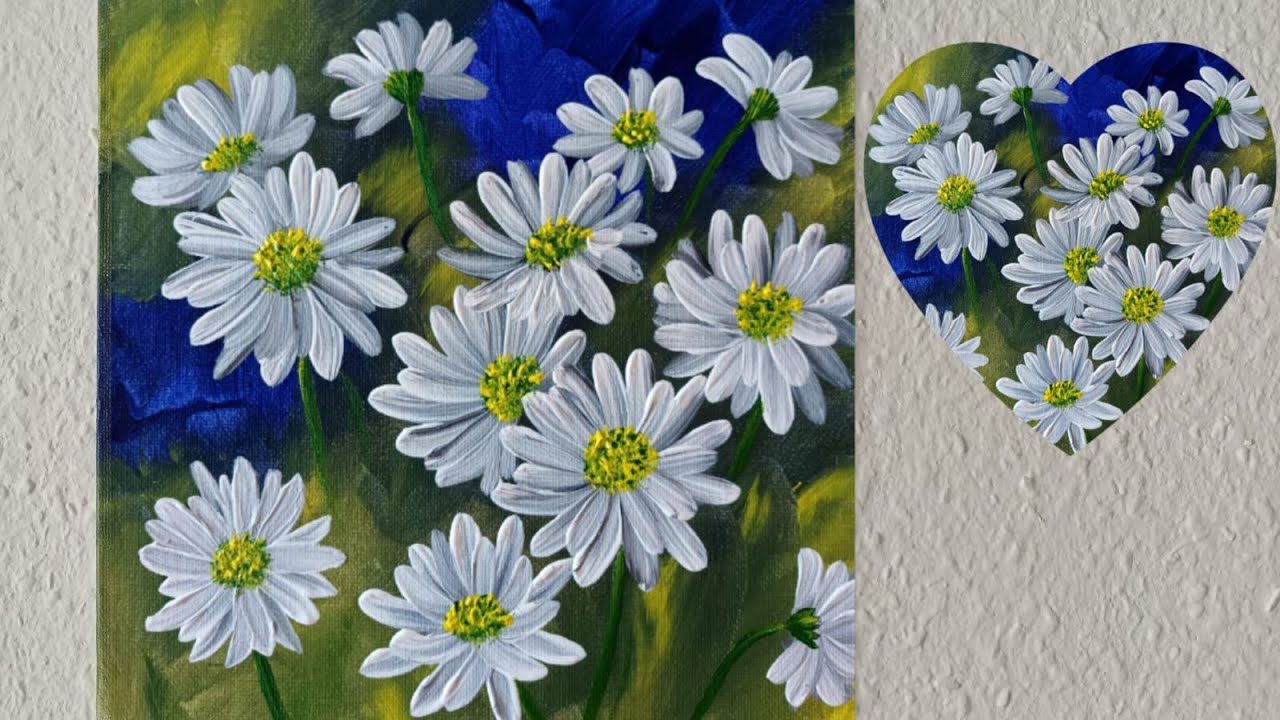 Blumen Malen Acryl Gänseblümchen Margeriten Anfänger - Flowers Acrylic Painting Daisies Beginners