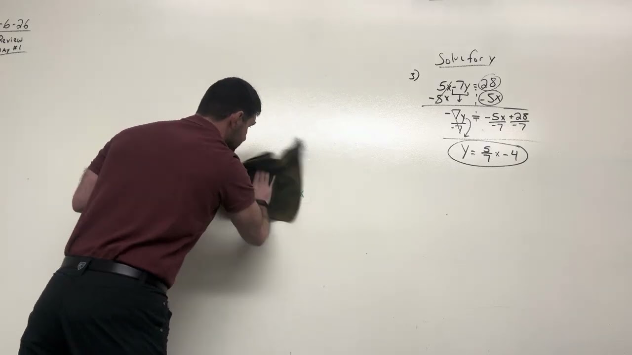 Algebra 1A Period 1: Review of Graphing from a table