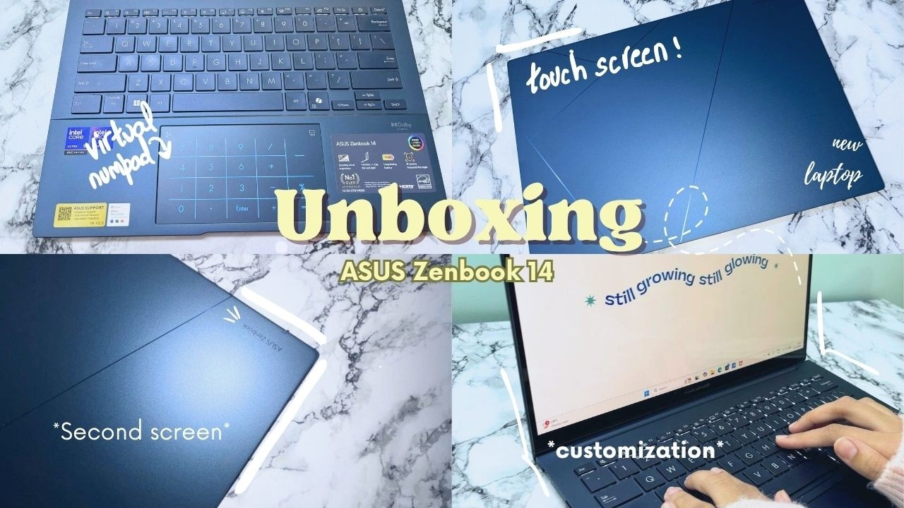 Unboxing ASUS ZenBook 14 (Aesthetic) 💻 How I Customized It + Second Display Setup Guide 🌸🌷