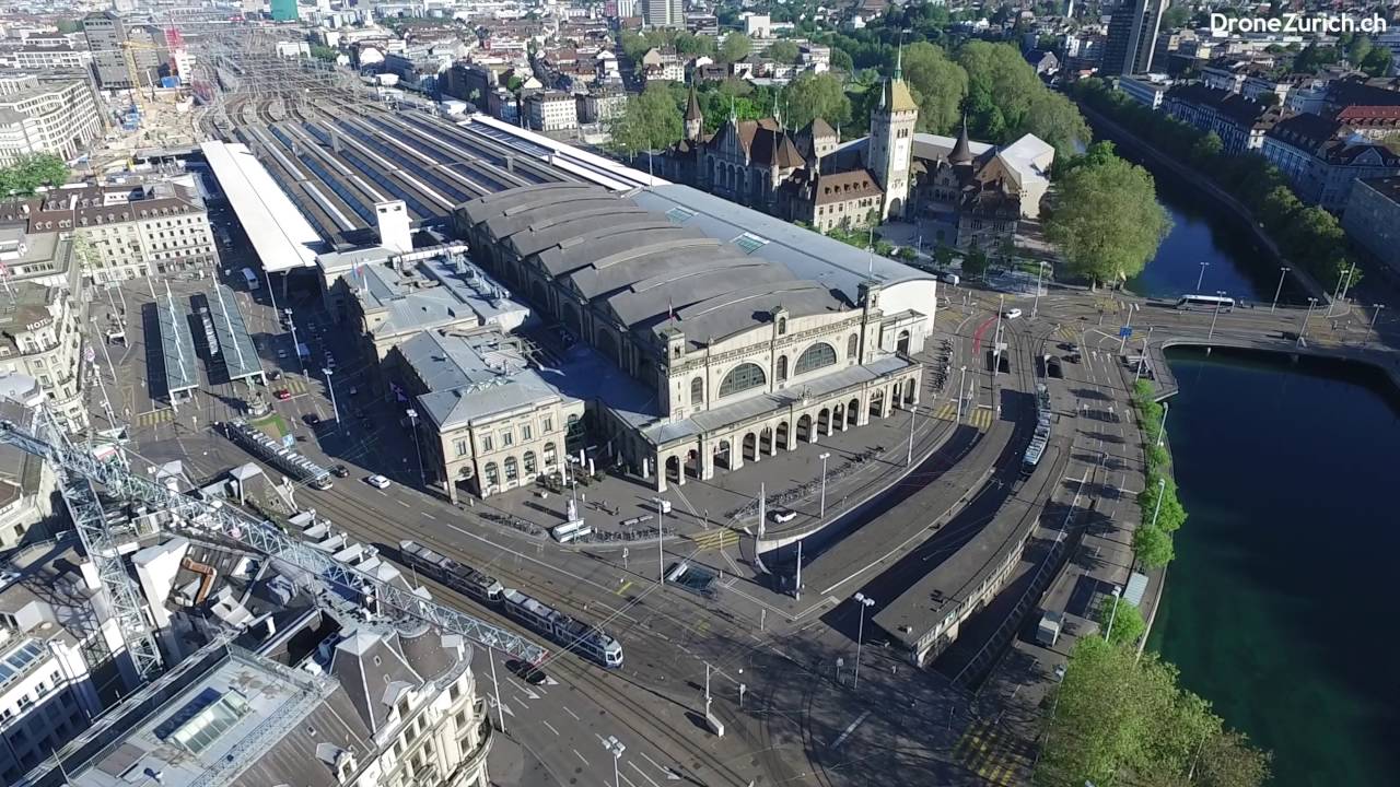 Zurich drone aerial view of Zurich HB: 60s challenge vlog 8