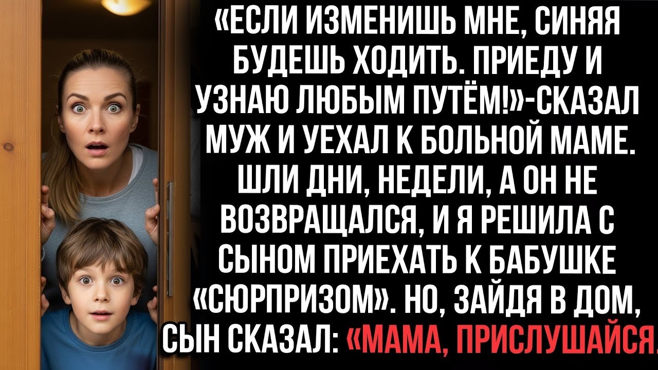 «Изменишь — синяя будешь!» — сказал муж и уехал к маме. Приехали сюрпризом, сын шепнул: «Слушай...»