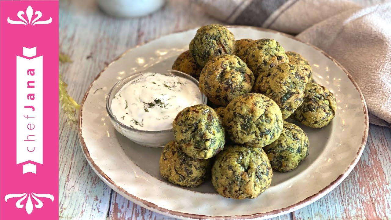 VEGAN SPINACH BALLS AND LEMON DILL DIP! LOW-FAT & GLUTEN-FREE