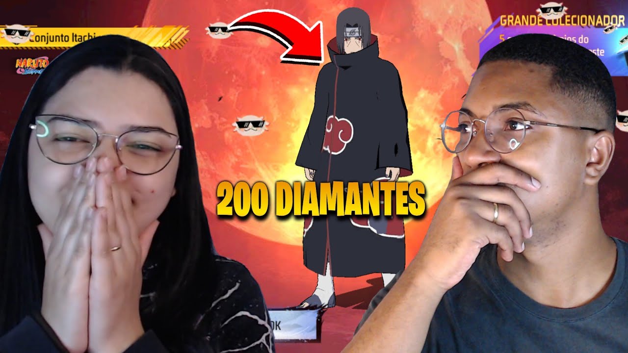 PEGUEI O ITACHI NA CONTA DA MINHA MULHER COM 200 DIMAS NO TORRE DE TOKENS DO FREE FIRE