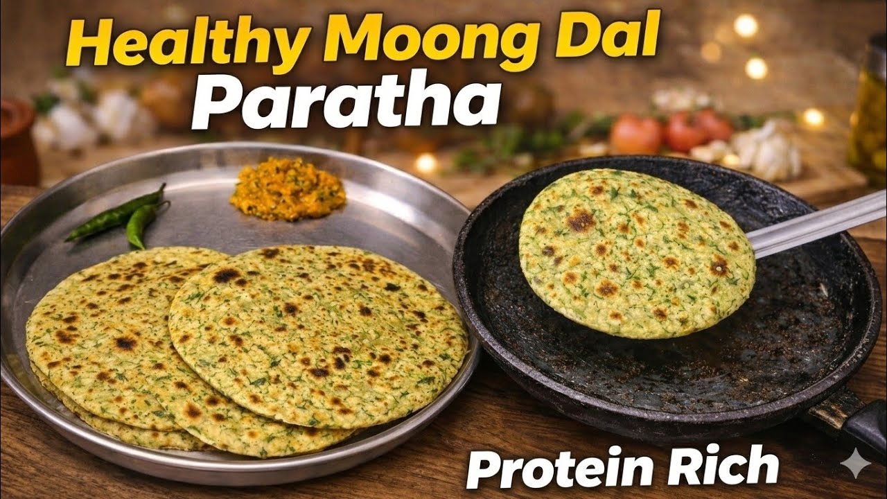 Healthy Hari Moong Dal Paratha | High Protein Breakfast & Lunch Recipe | Tiffin Box Recipe |
