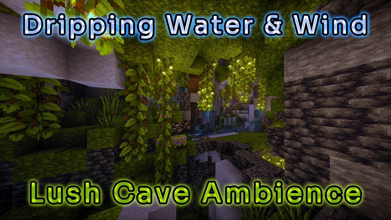Minecraft Lush Cave Ambience | Gentle Water Drips & Cave Wind [4K]