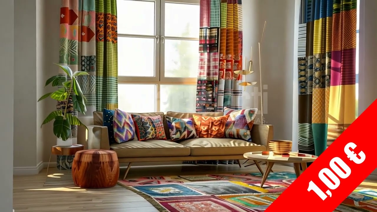 Golden Glow: Sunlit Bohemian Living Room Stock Video