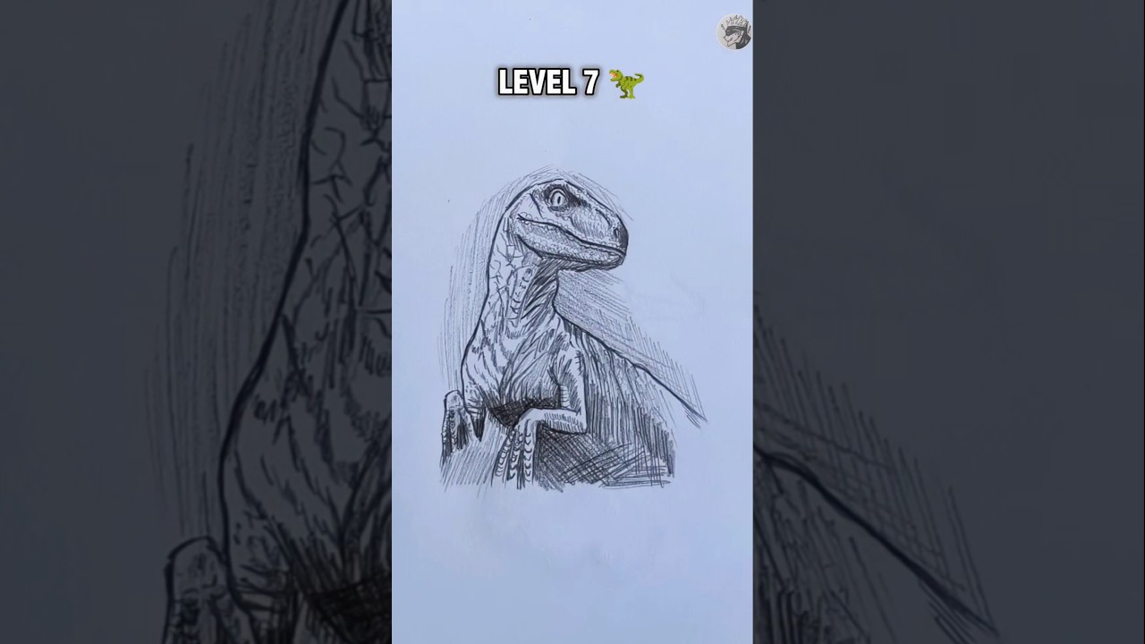 Dinosaur drawing in different level part 3 #ytshorts #drawing #speedart #dinosaur #sketch #pencilart