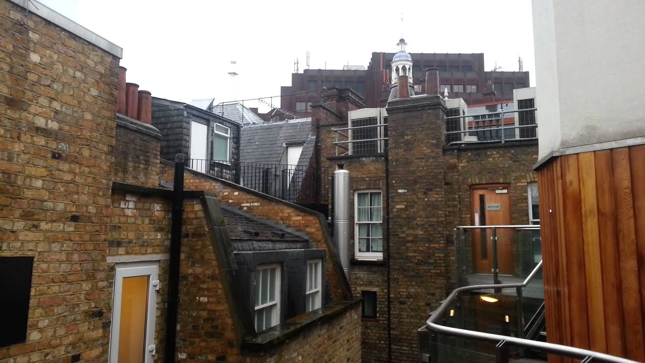 London rooftop in the rain