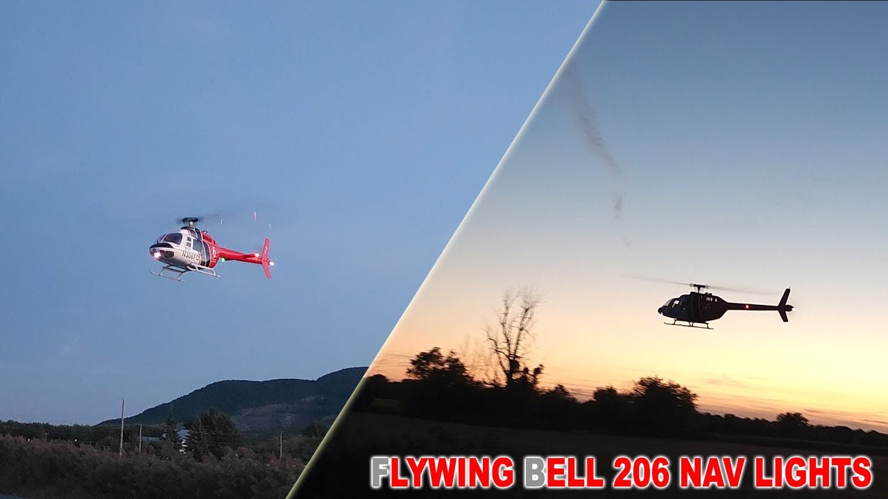 Flywing Bell 206 navigation lights test in flight