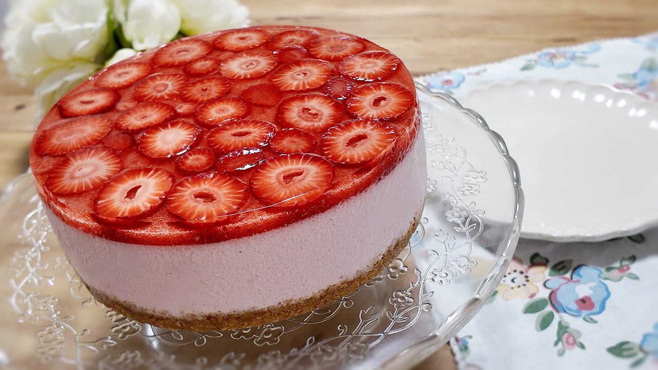 🍓MEILLEUR CHEESECAKE SANS CUISSON AUX FRAISES #gâteau #cheesecake #recette #receta #pastel #postres