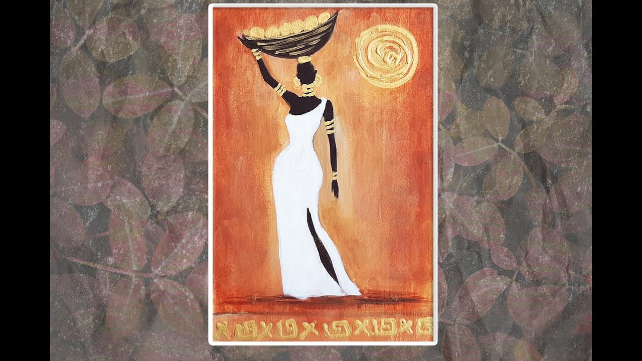 VERY EASY AFRICAN PAINTING /African women silhouette /acrylic/MariArtHome