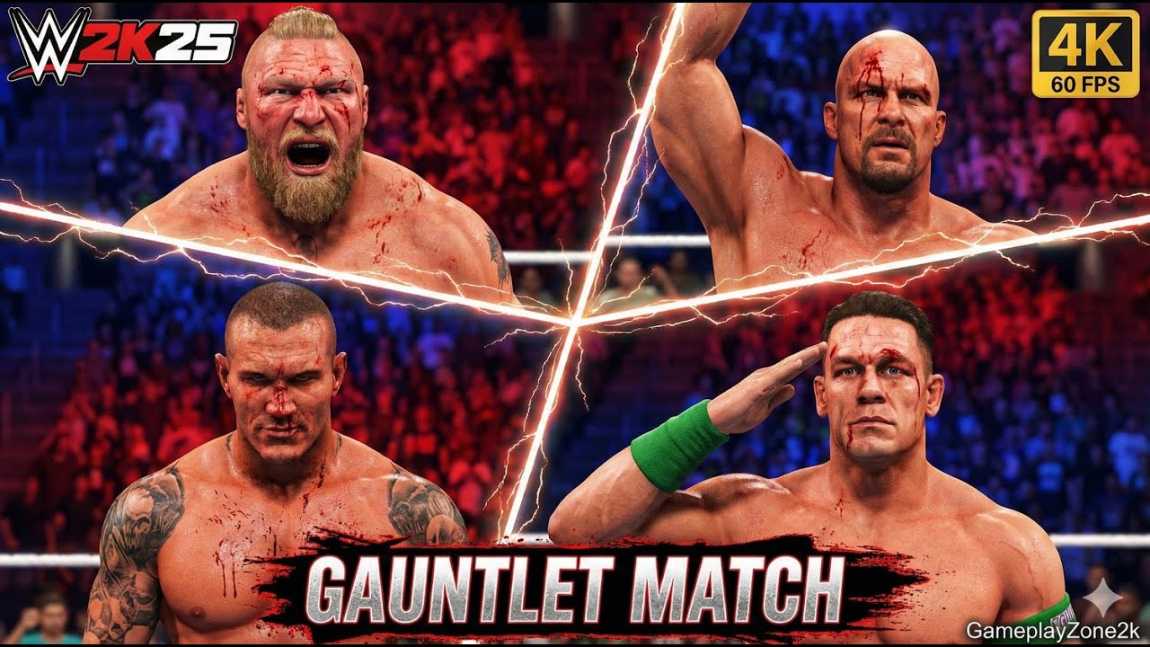 WWE 2K25   Brock Lesnar vs Stone Cold vs Cena vs Orton   Gauntlet Match