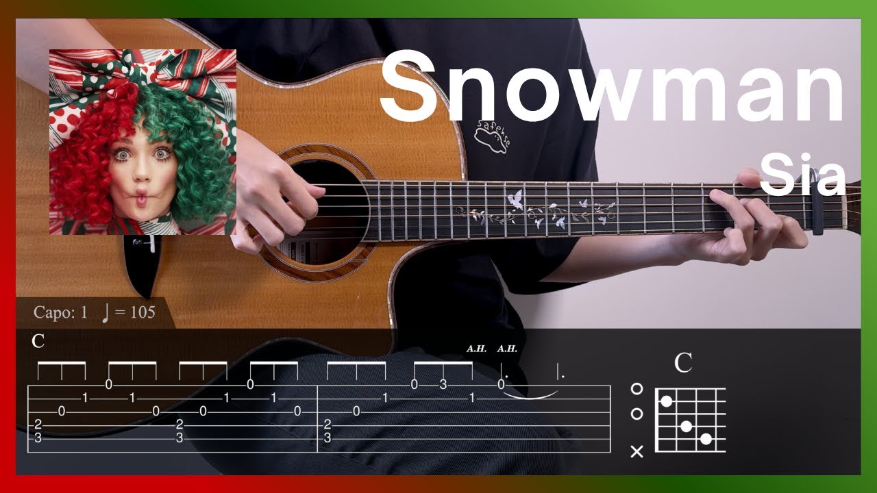 Sia - Snowman l Guitar Tutorial (TAB + Chords)