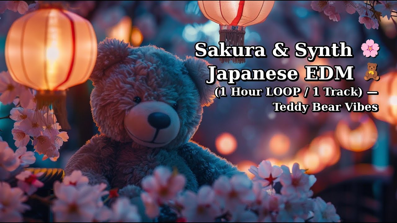 Sakura & Synth 🌸 Japanese EDM 🧸 (1 Hour LOOP / 1 Track) — Teddy Bear Vibes