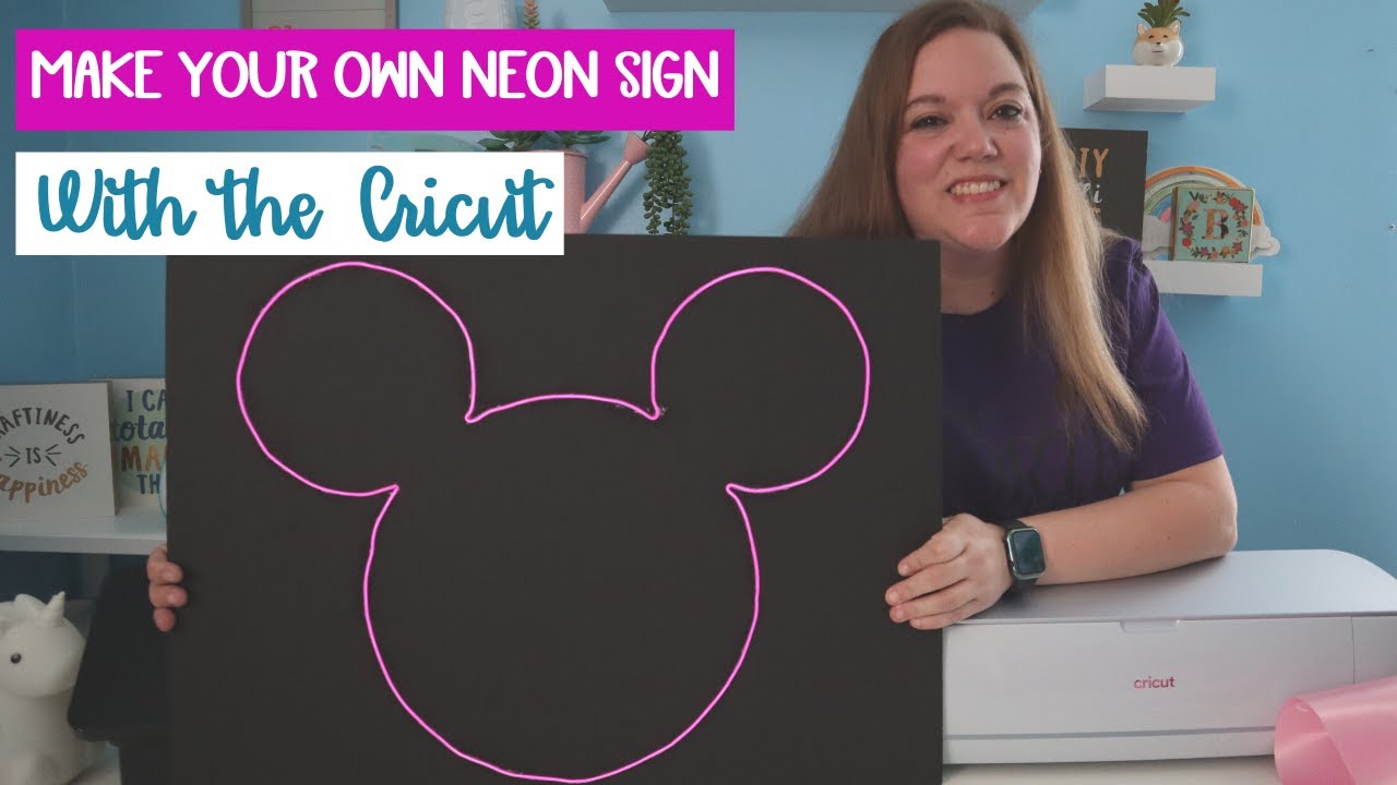 DIY Neon sign Home decor - Cricut tutorial - Inexpensive EL wire - larger than mat design