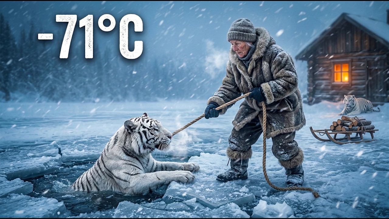 During a freezing storm in the Arctic, a 90-year-old man saved the lives of a tiger and its cub.