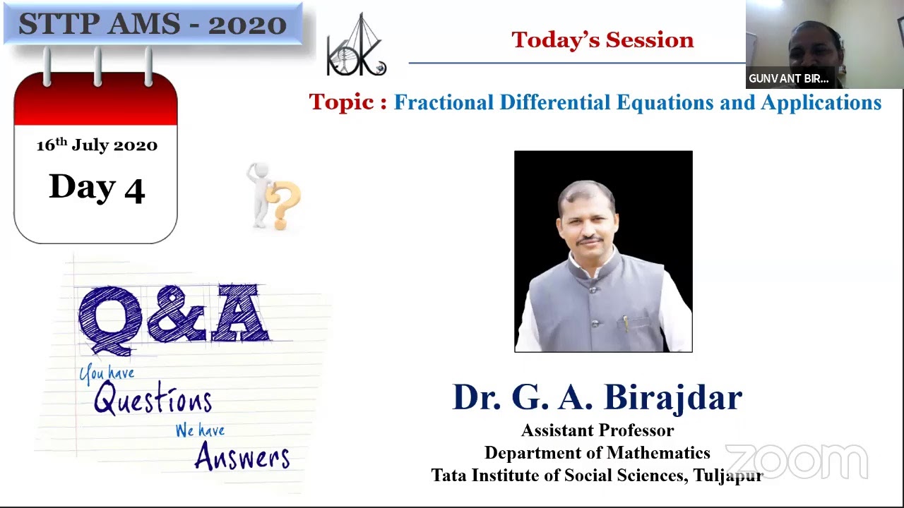 AMS-STTP -DAY4- by Dr G.ABirajdar, Deptt of  Mathematics, (TISS) , Tuljapur