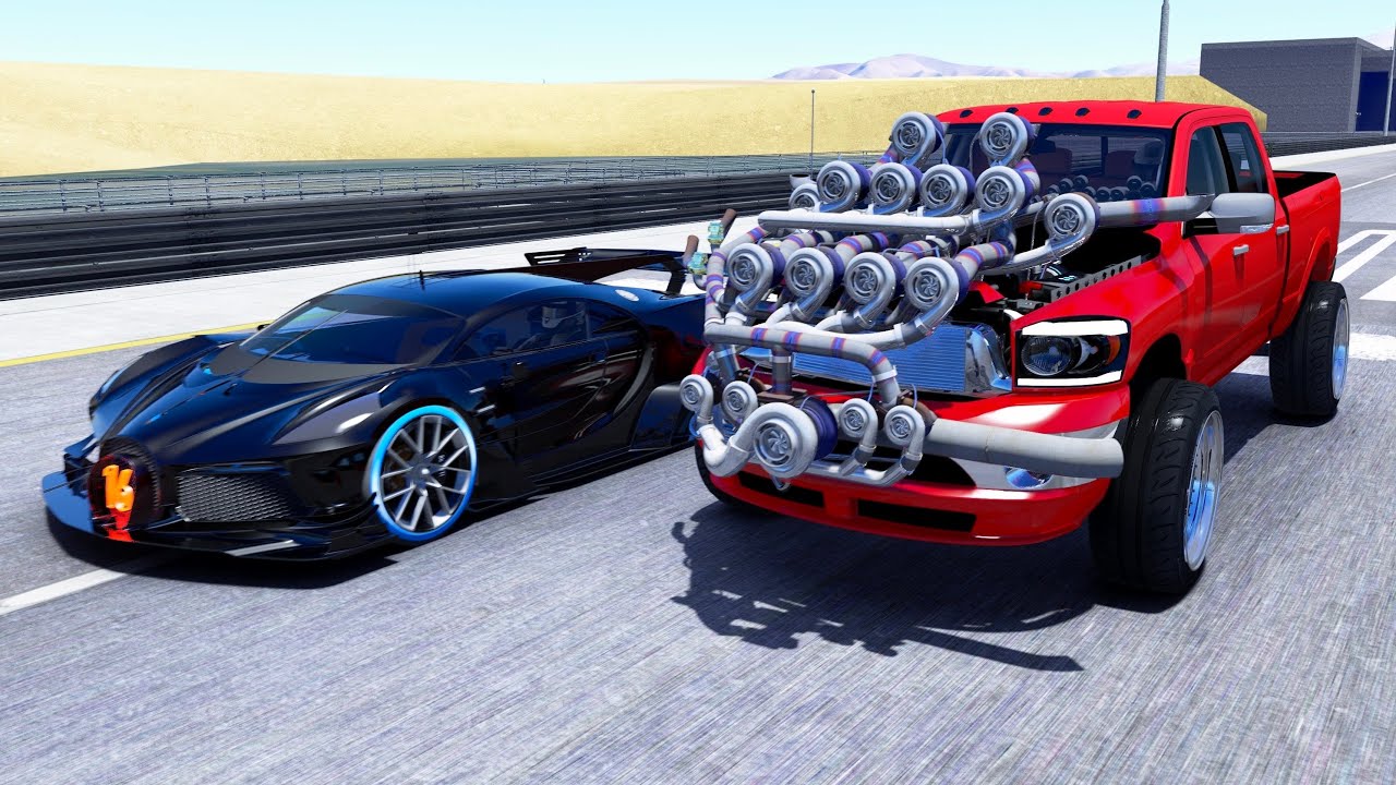 38,000HP Whistlindiesel 17 Turbo Dodge RAM 1500 vs Bugatti Black Devil at Special Stage Route X