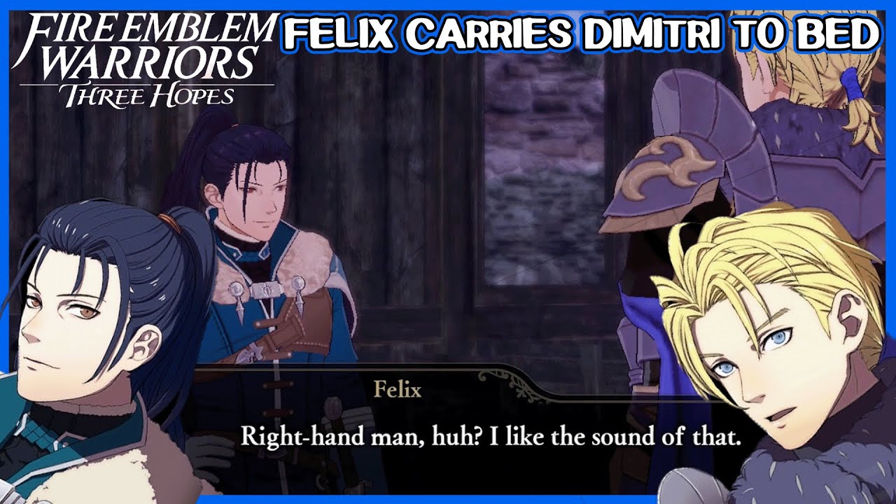 Felix carries Dimitri to bed - Fire Emblem Warriors Three Hopes