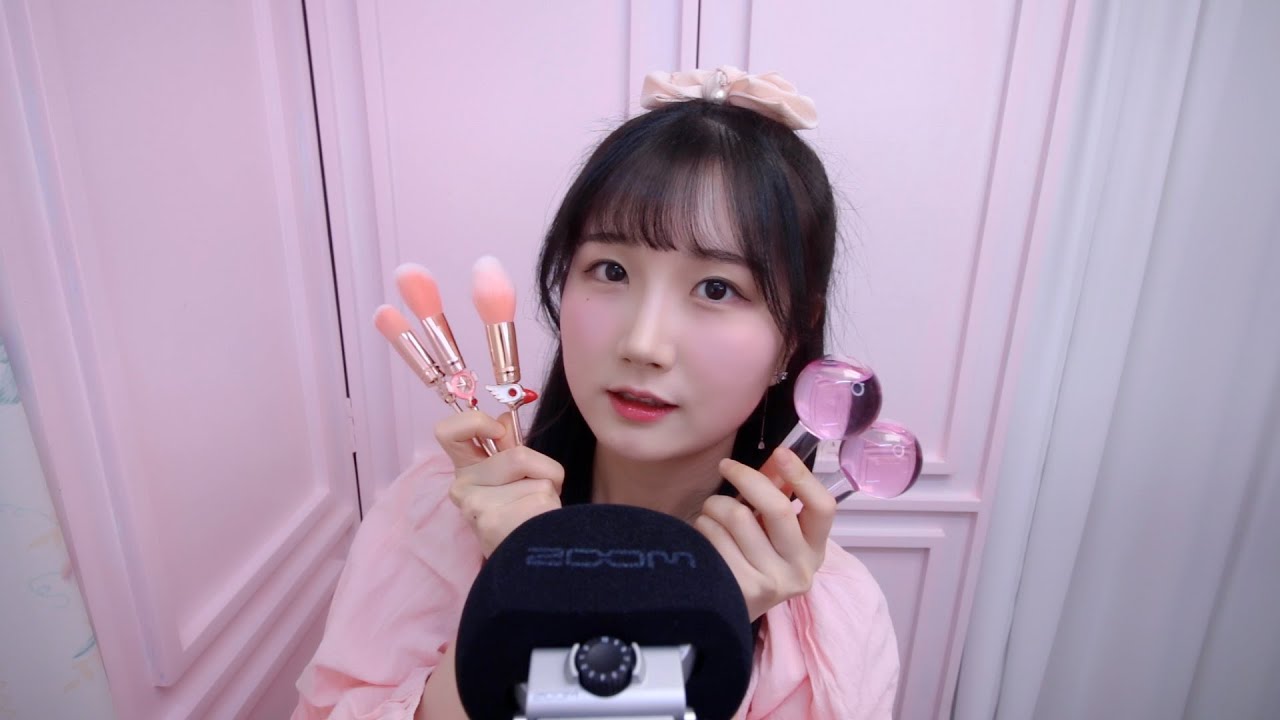 ASMR 잠이 오는 핑크 브러싱💝💘💖💓 | 마이크 & 카메라 브러싱 | 한국어 ASMR , ASMR Korean