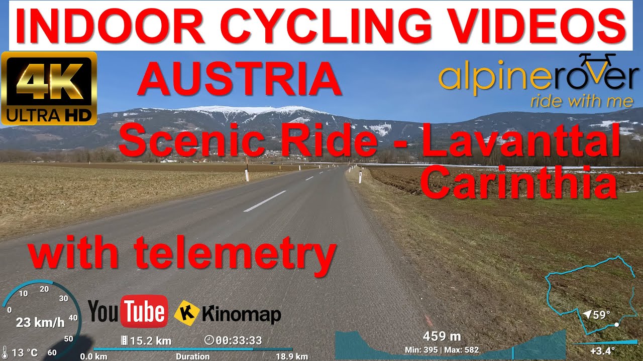 40 minute Workout - Scenic Indoor Cycling Video - Carinthia Austria. With telemetry